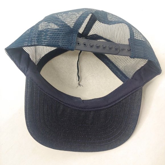 Vintage Sunrise Construction West Virginia Cap Snap Back Blue Denim Logo Hat - Picture 6 of 7